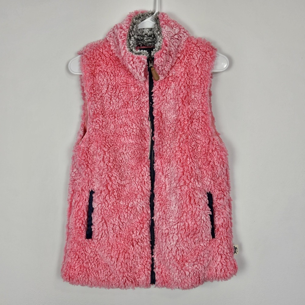 Simply Southern Vest Womens Sz S Sherpa Full Zip Pockets Vibrant Bubblegum Pink
